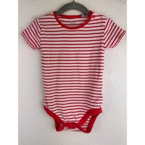 Baby Boden Red White Stripe Short Sleeve Cotton‎ Onesie Bodysuit 2T 3T Preppy